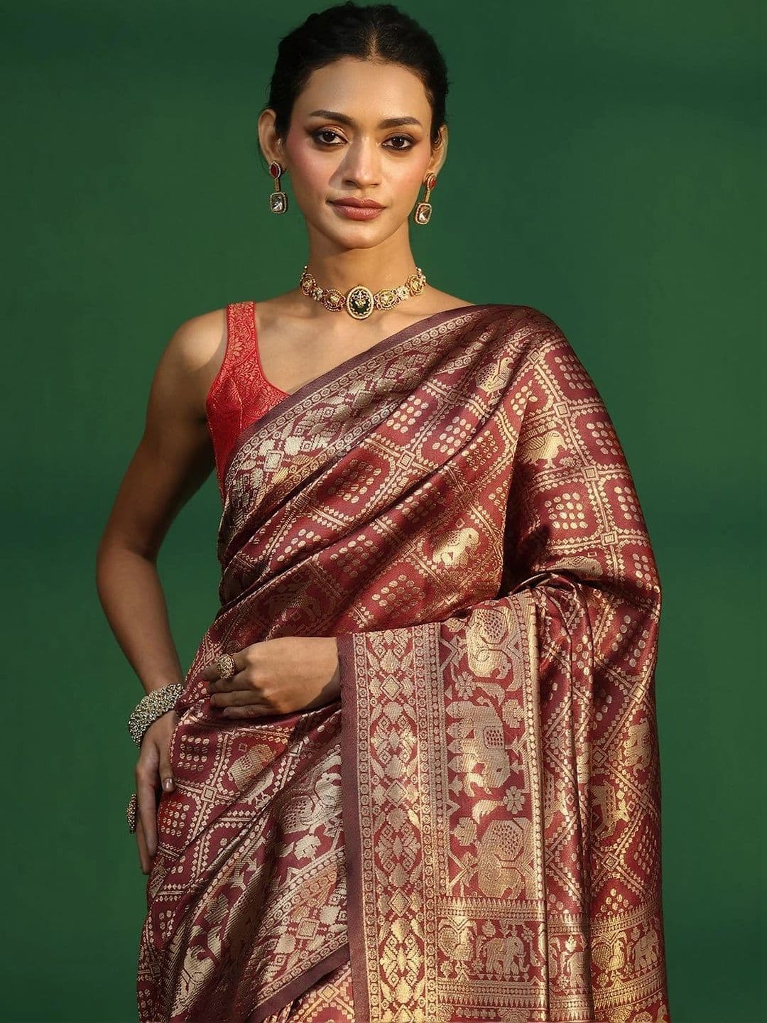 Libas Woven Design Zari Brocade Saree thumbnail 6