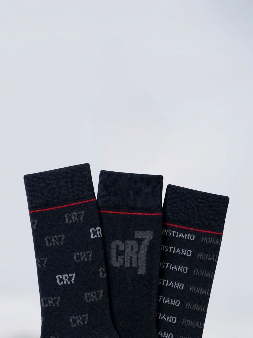 CR7 Cristiano Ronaldo Men Pack of 3 Cotton Assorted Patterned Calf Length Socks thumbnail 3