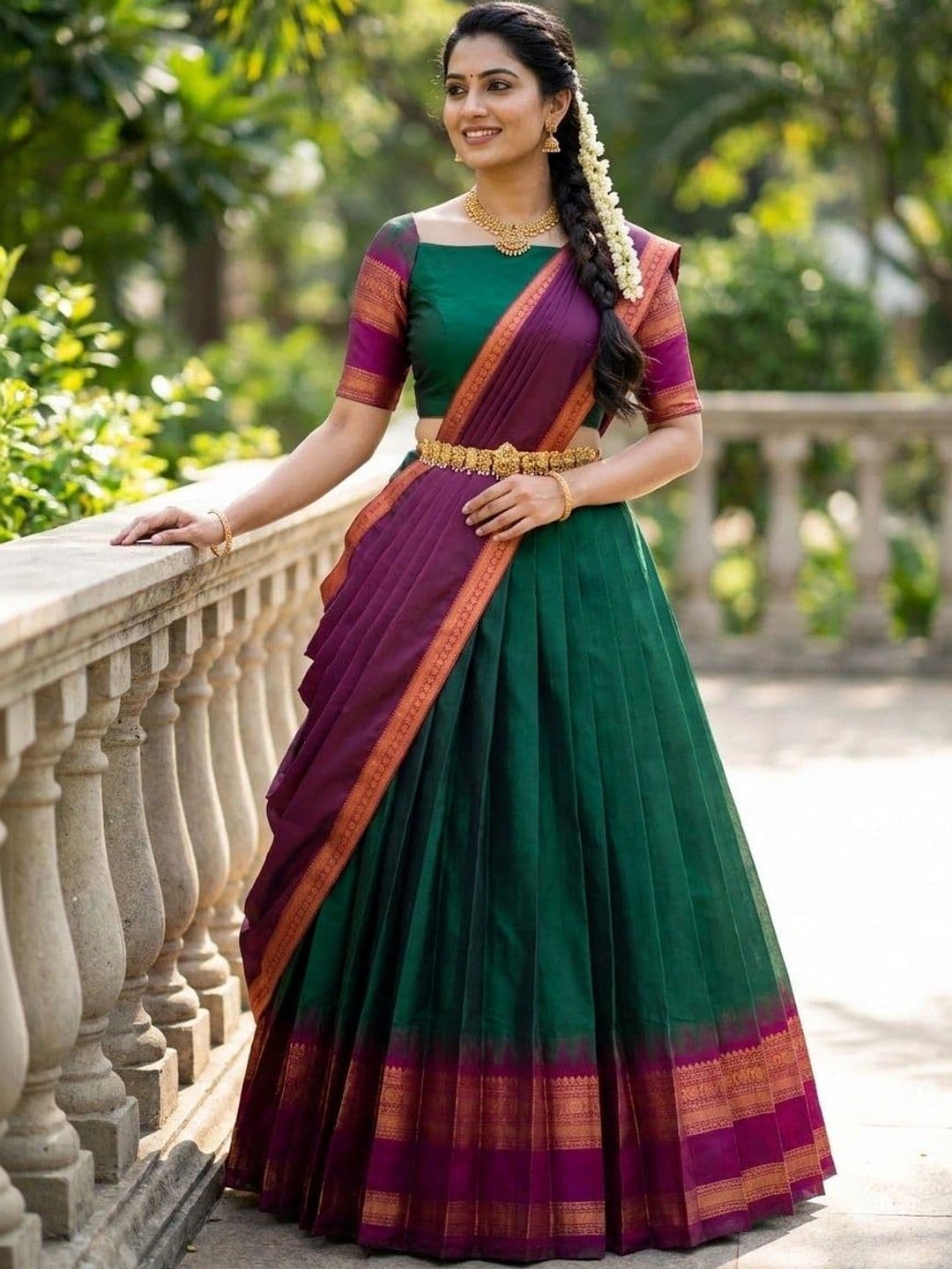Pink Bindi Semi-Stitched Lehenga & Unstitched Blouse With Dupatta thumbnail 2