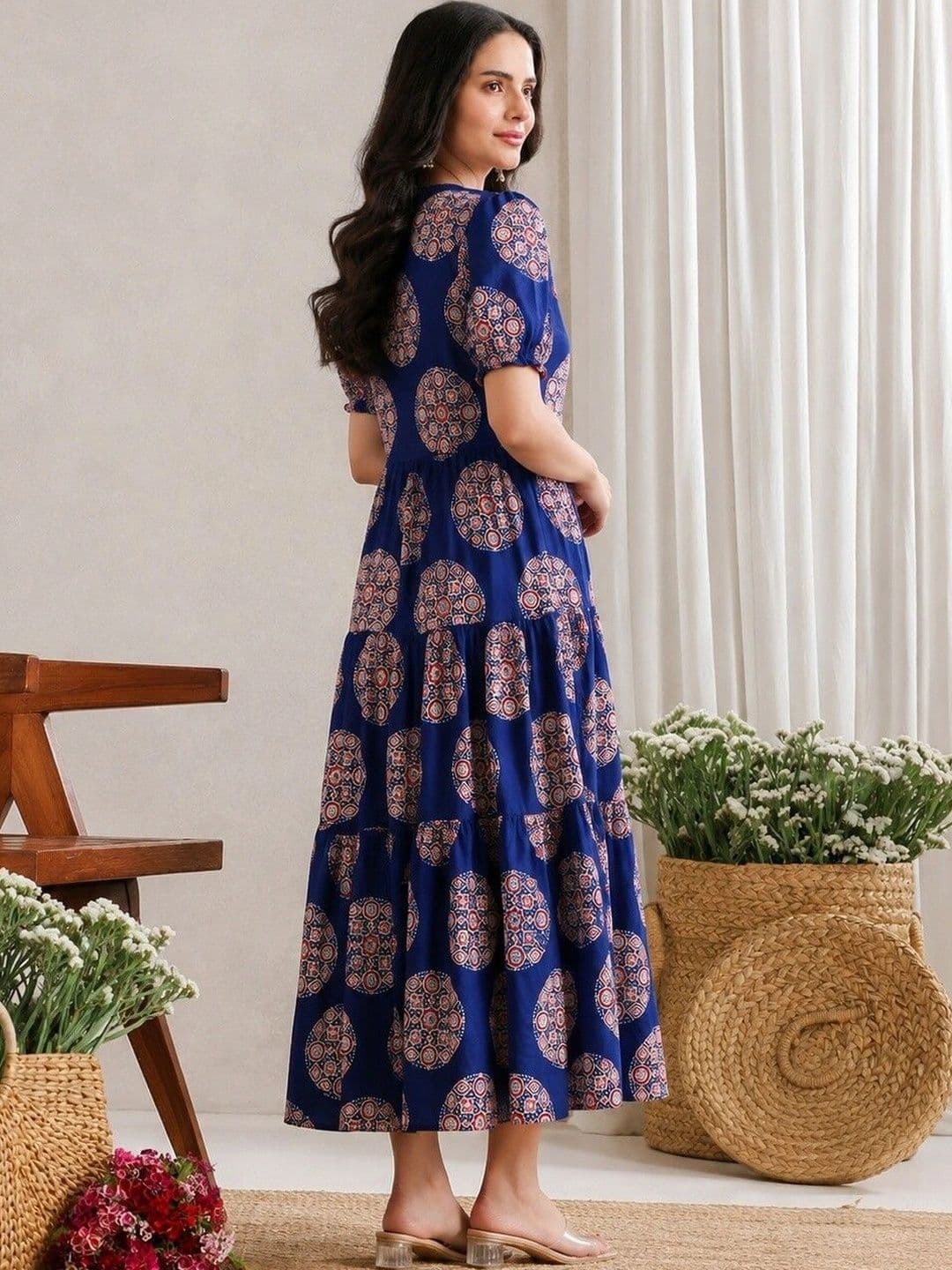 PRESHA Women Geometric Printed Indie Prints Anarkali Kurta thumbnail 2