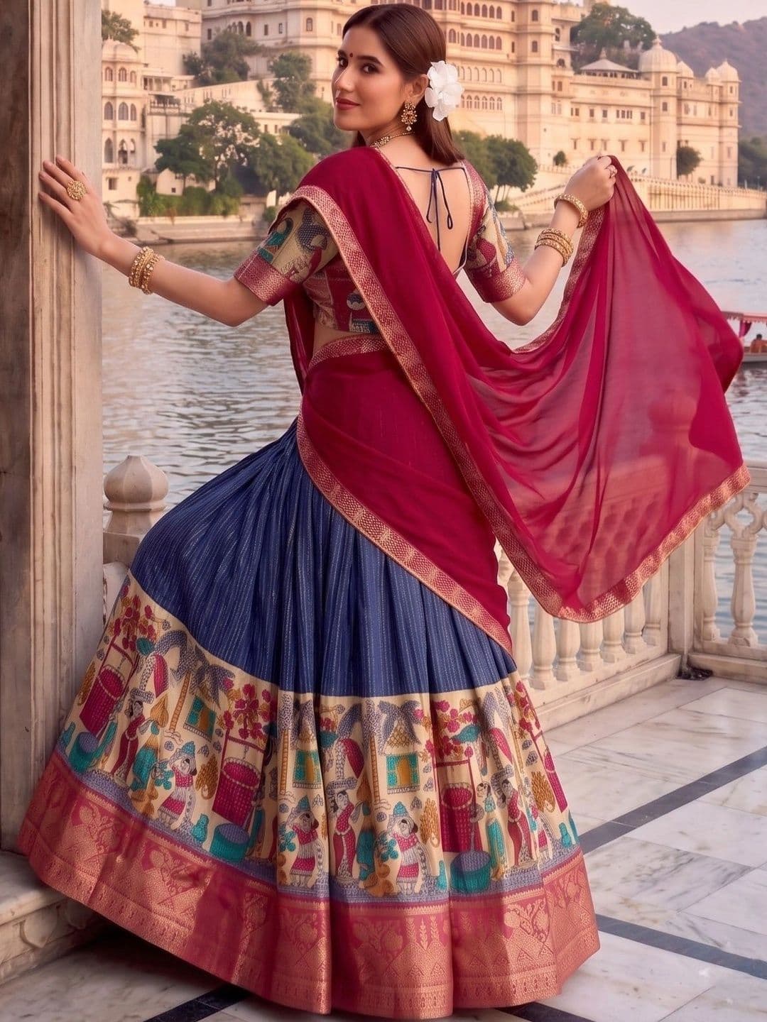 Anouk Embellished Semi-Stitched Lehenga & Blouse With Dupatta thumbnail 2