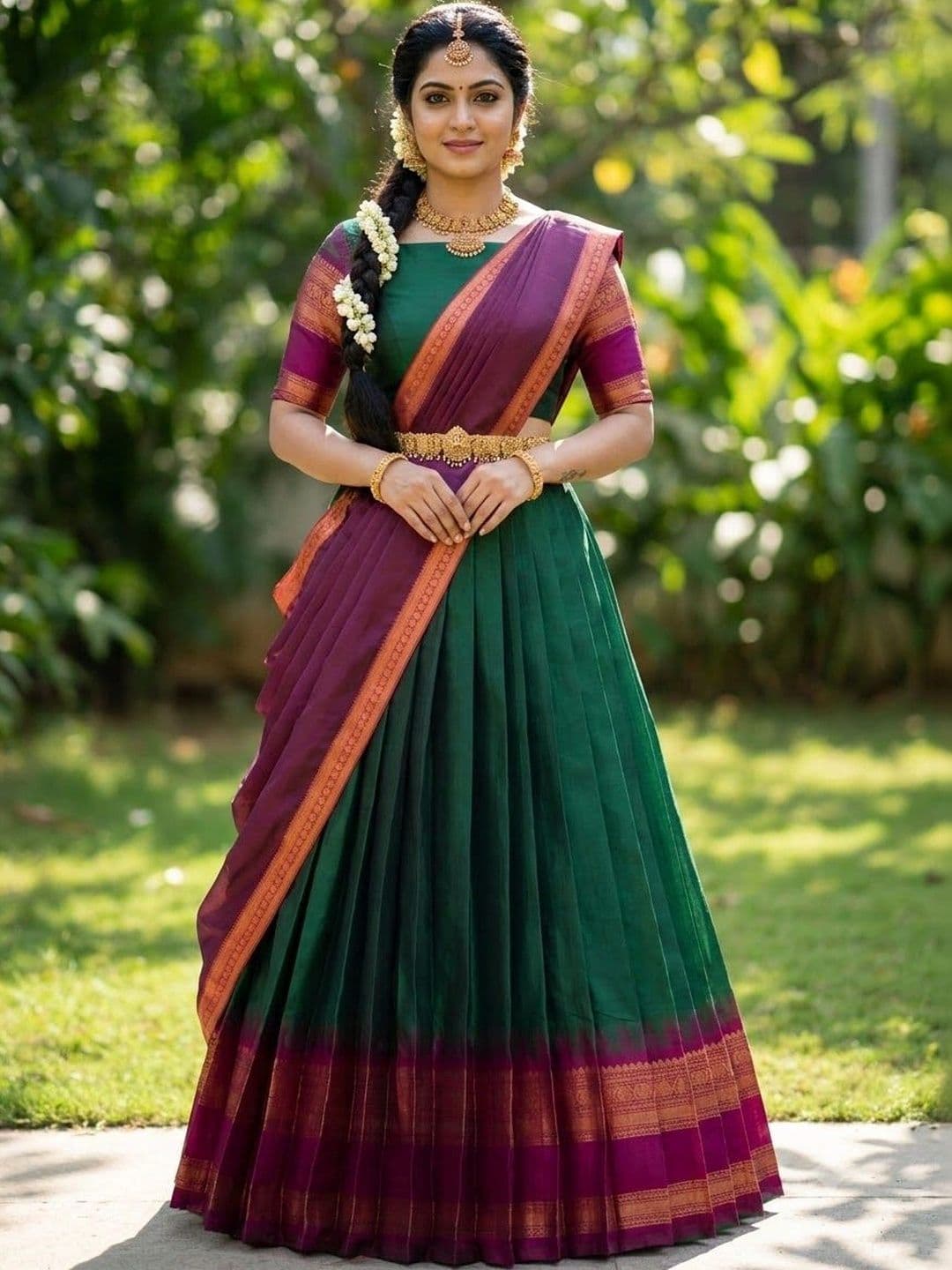 Fabcartz Semi-Stitched Lehenga & Unstitched Blouse With Dupatta - view 1