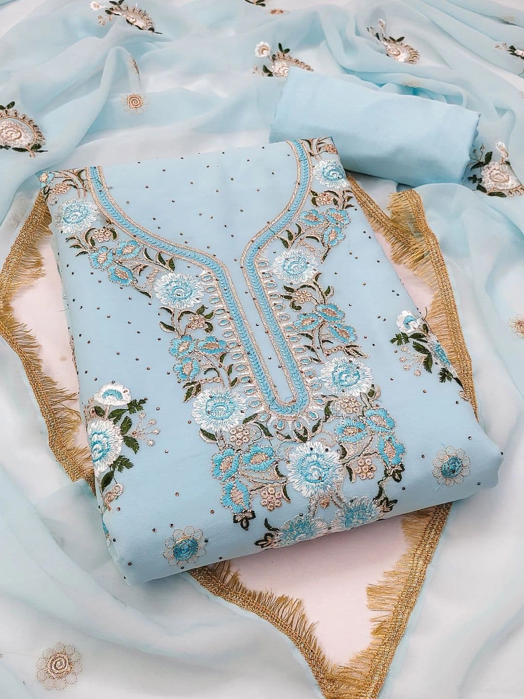 HERE&NOW Embroidered Semi-Stitched Dress Material - view 1
