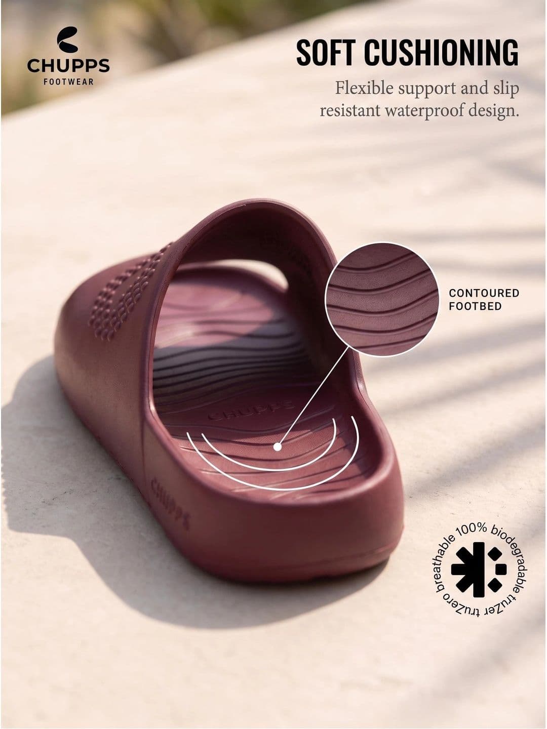 CHUPPS Men Maroon Chupster Orthopedic Sliders thumbnail 5
