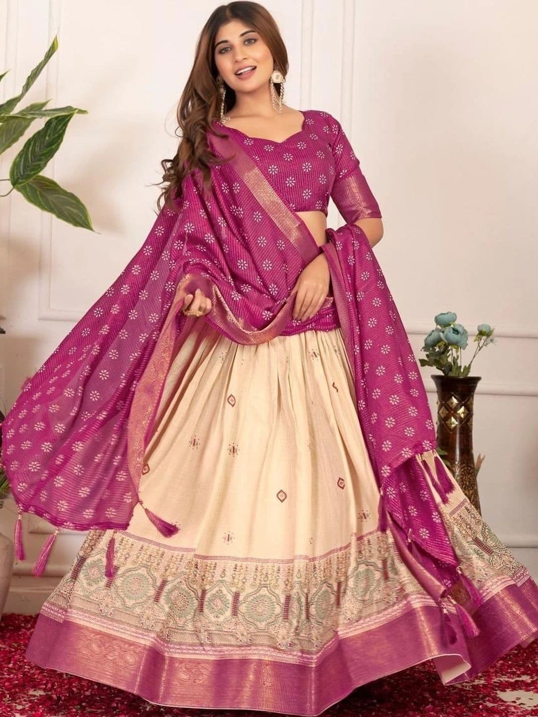 Anouk Semi-Stitched Lehenga & Blouse Taping thumbnail 3