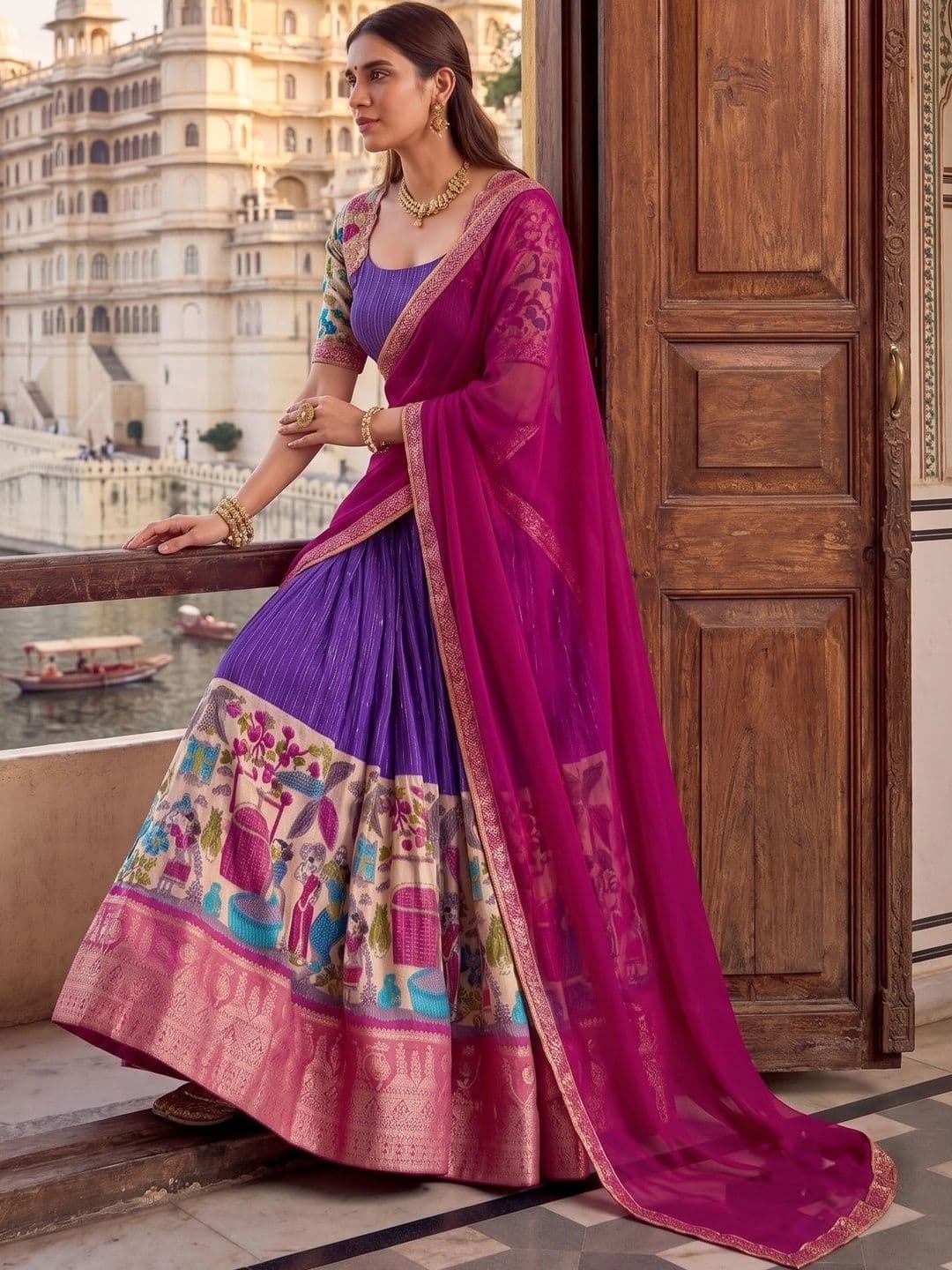 Anouk Semi-Stitched Lehenga & Blouse With Dupatta thumbnail 5