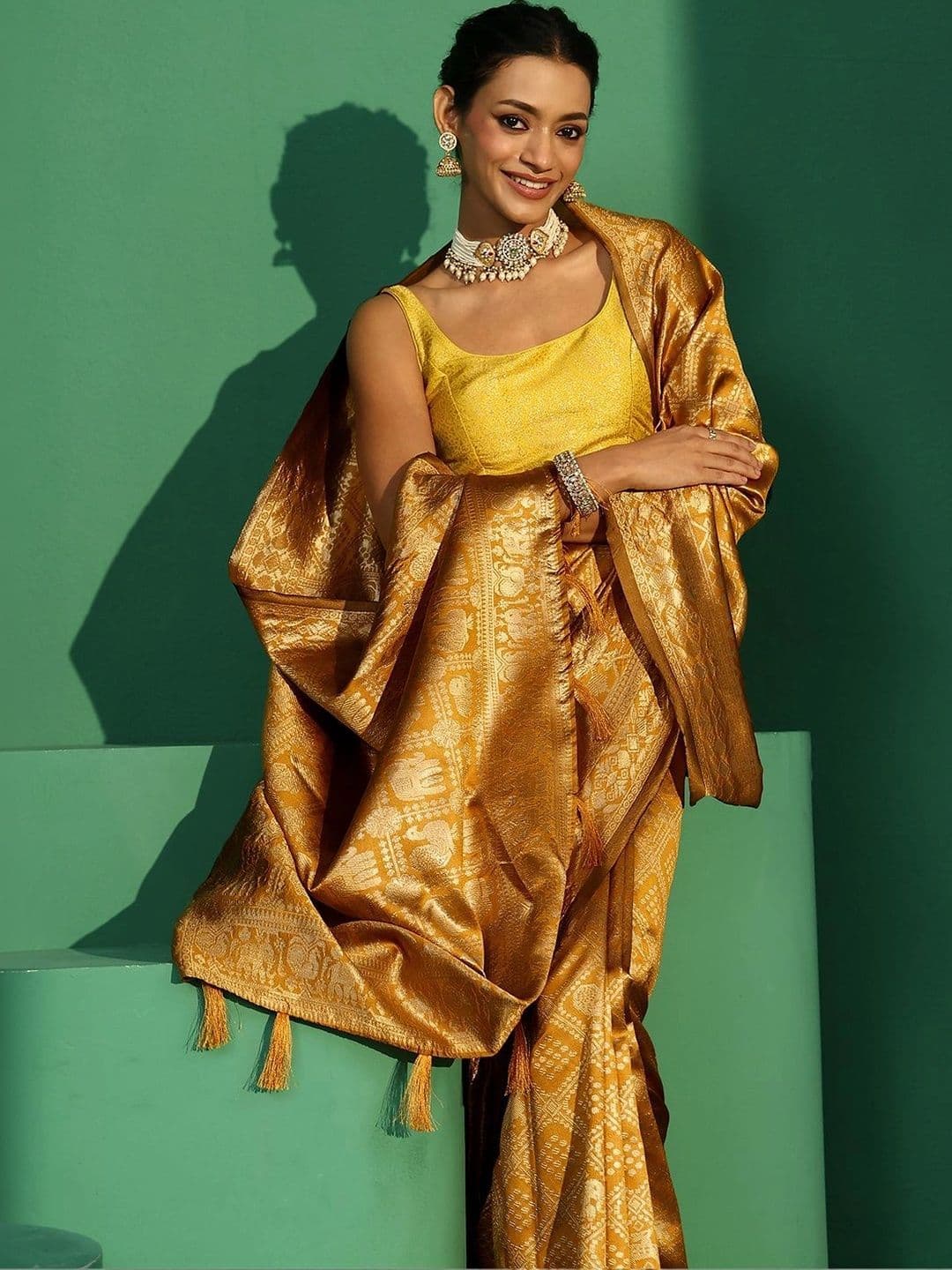 Libas Ethnic Motifs Zari Brocade Saree - view 1