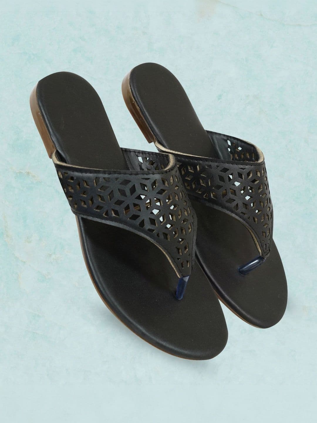 glitchez Women One Toe Flats with Laser Cuts thumbnail 4