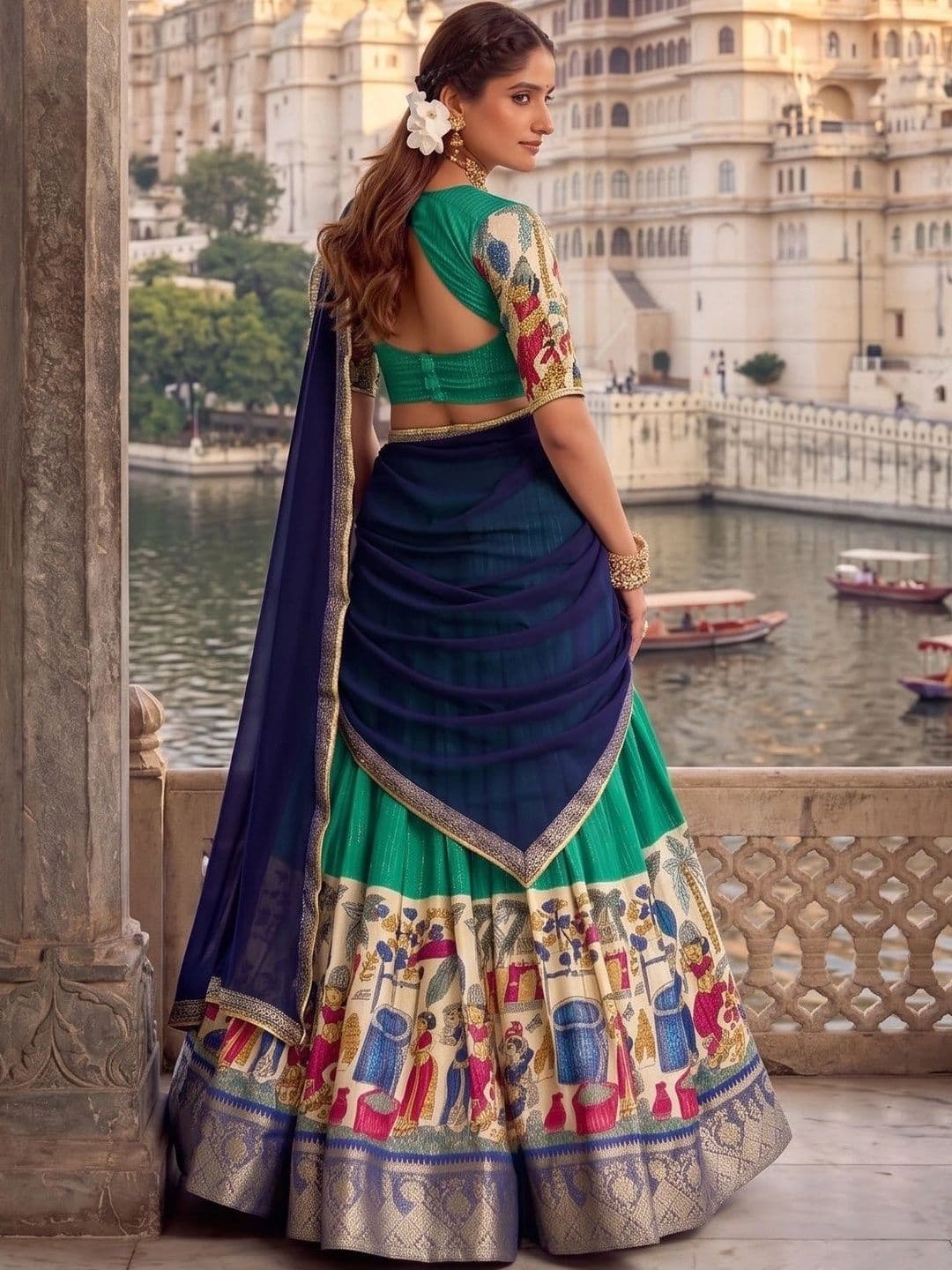Anouk Embroidered Thread Work Semi-Stitched Lehenga & Blouse With Dupatta thumbnail 6