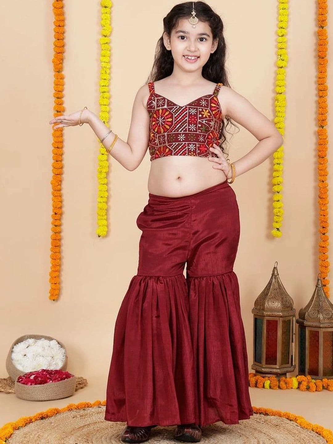 YK Girls Printed Ready to Wear Lehenga & thumbnail 6