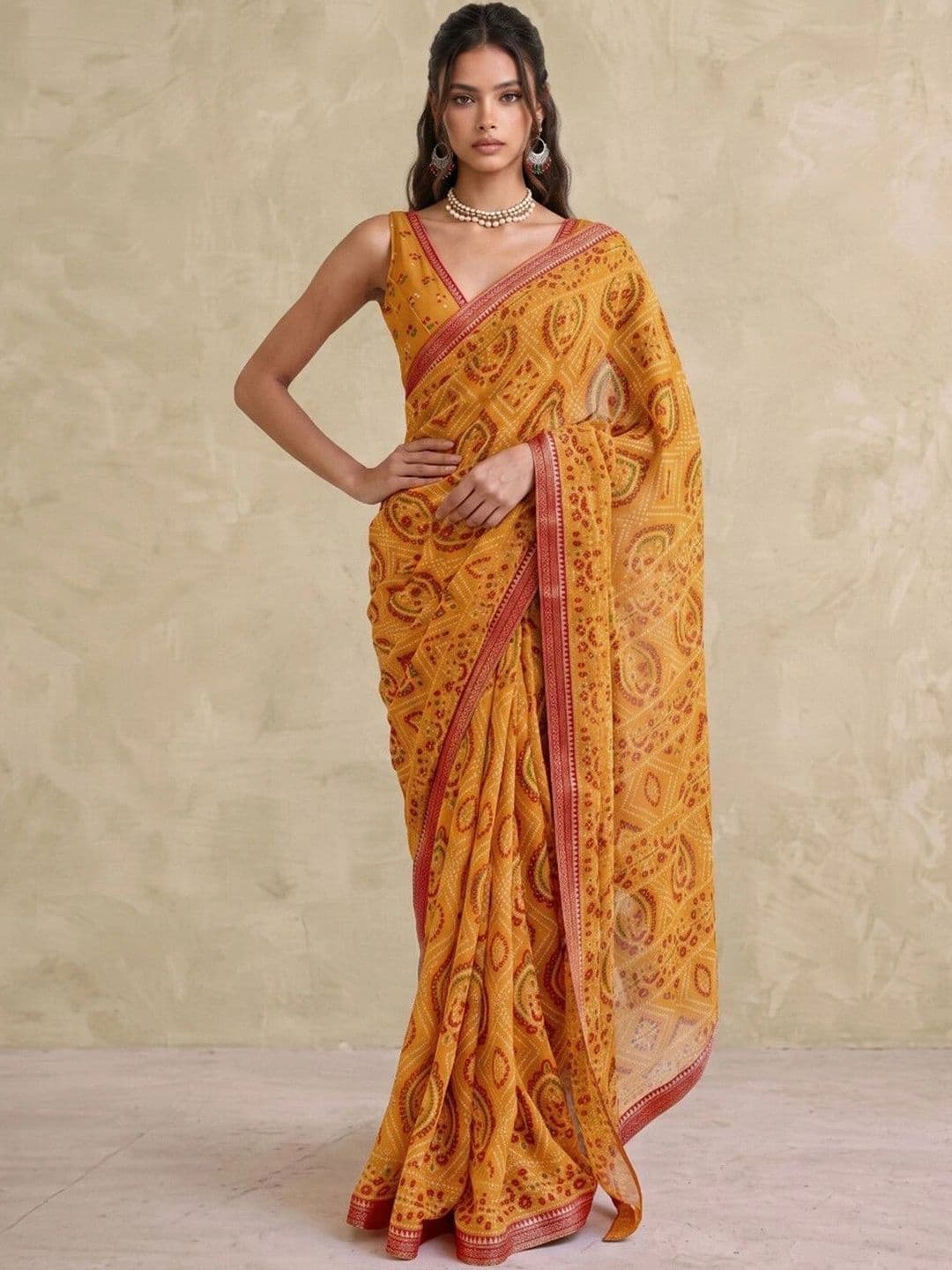 SAARA Ethnic Motifs Pure Georgette Saree thumbnail 3