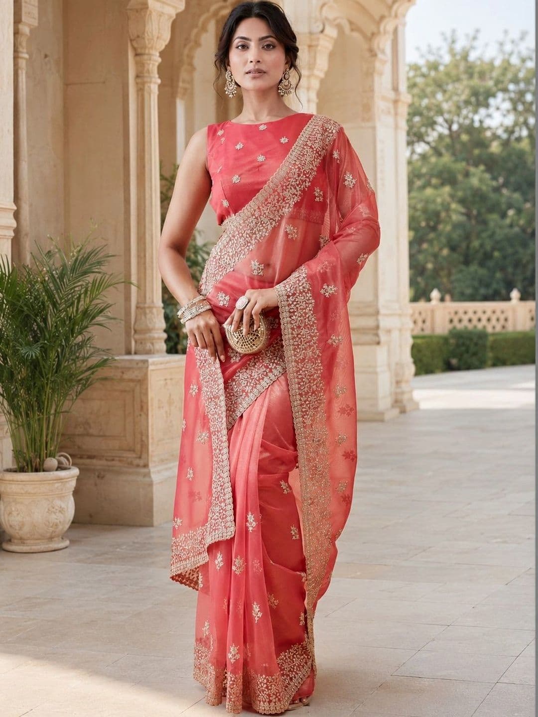 kasee Embellished Embroidered Supernet Heavy Work Saree thumbnail 4