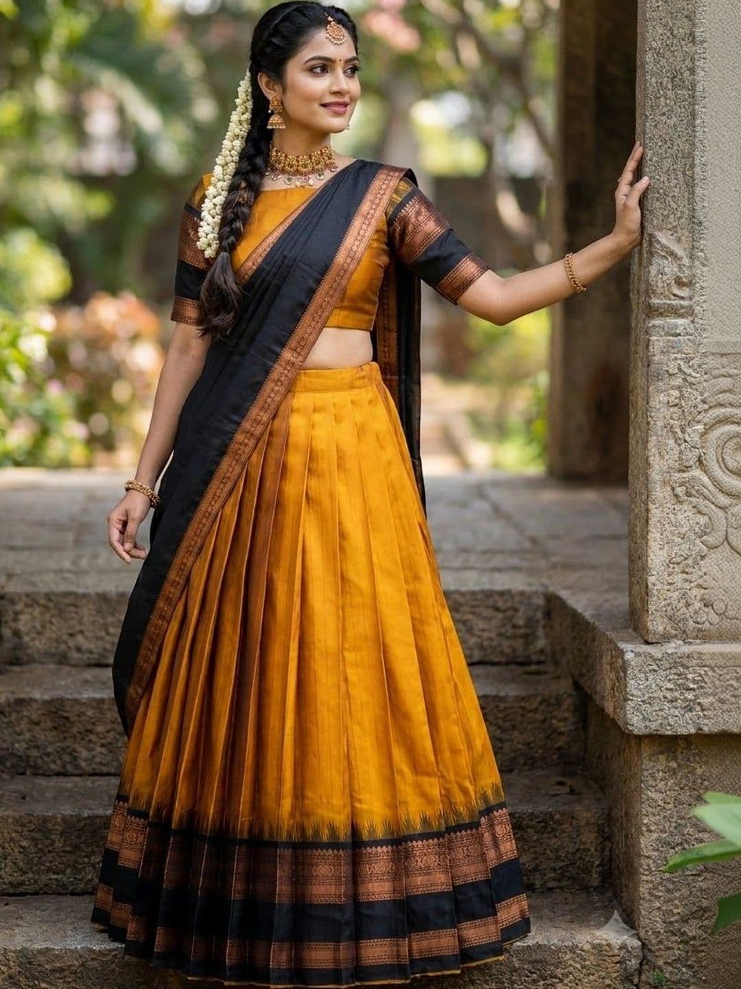 Pink Bindi Semi-Stitched Lehenga & Unstitched Blouse With Dupatta thumbnail 4
