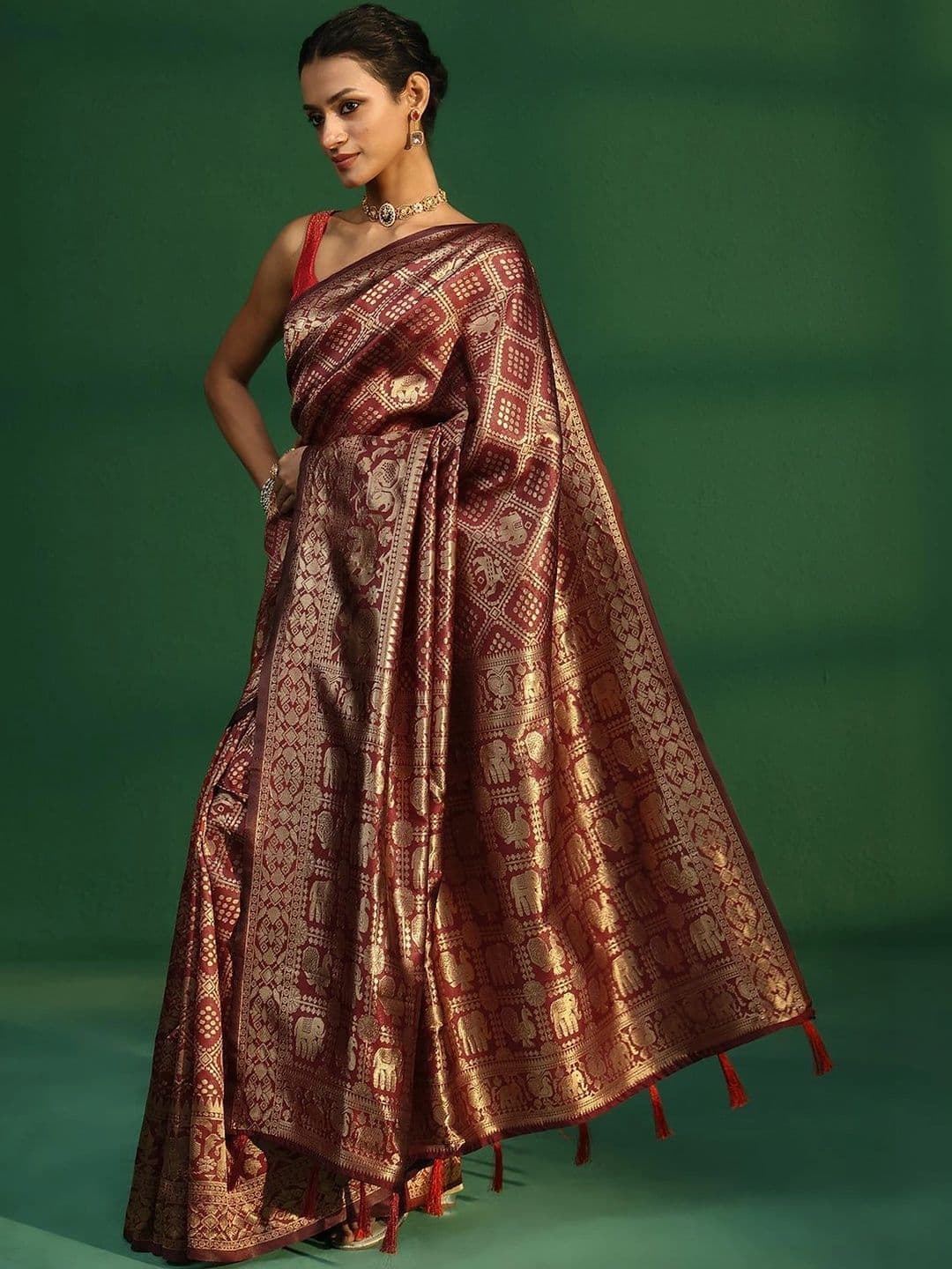 Libas Woven Design Zari Brocade Saree thumbnail 4