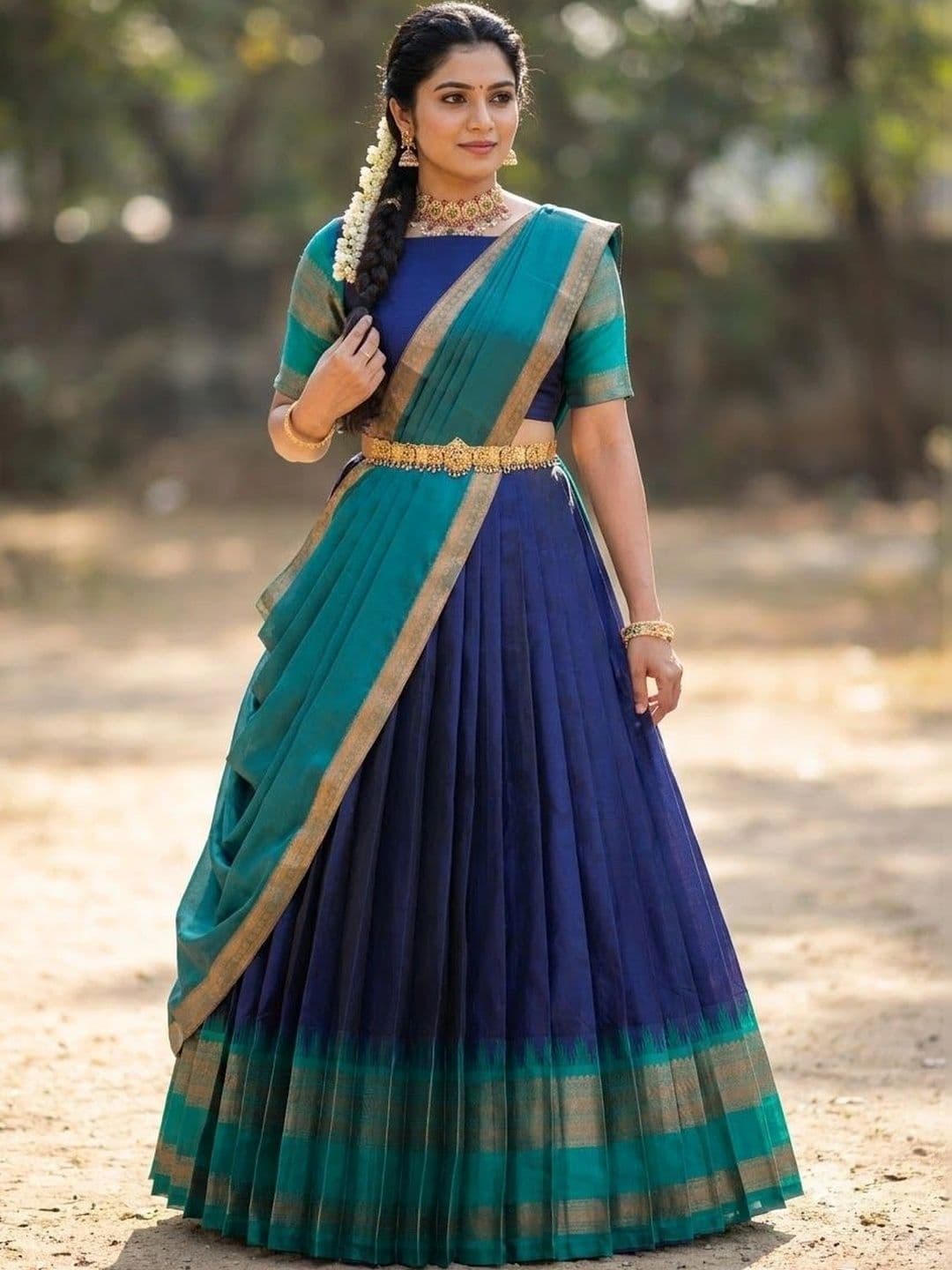 Fabcartz Semi-Stitched Lehenga & Unstitched Blouse With Dupatta thumbnail 3