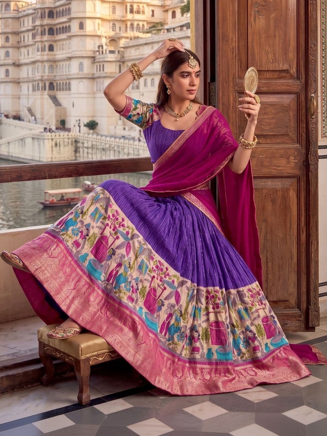 Anouk Semi-Stitched Lehenga & Blouse With Dupatta thumbnail 6