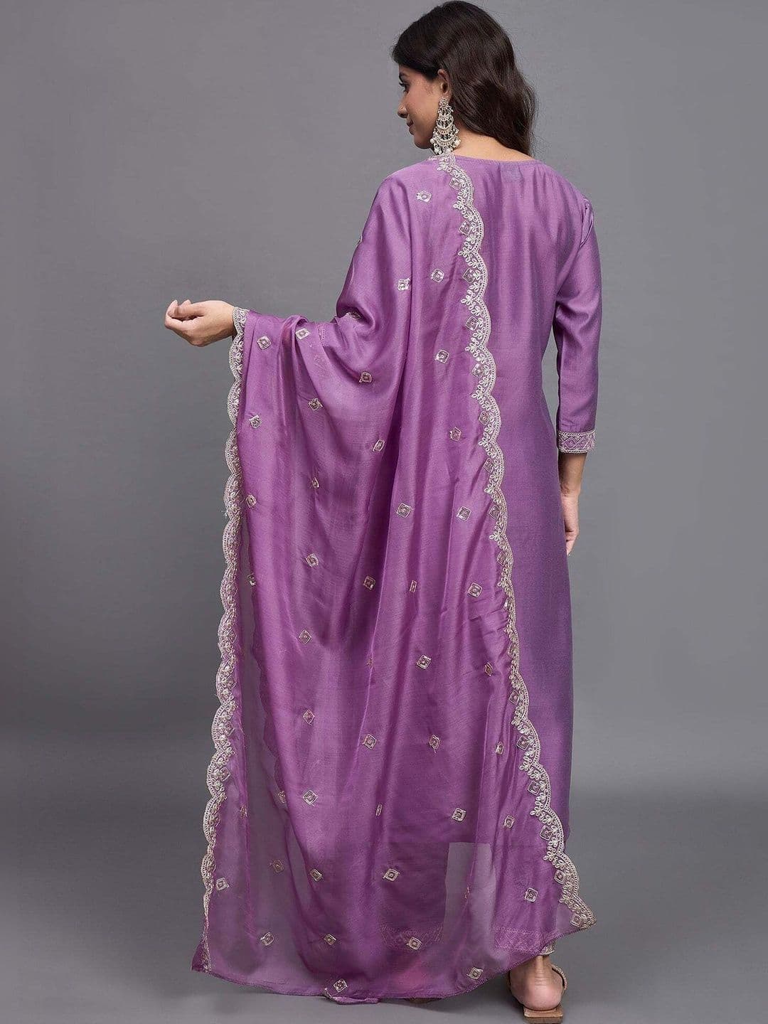 Shree Ramkrishna Fab Women Ethnic Motifs Embroidered Regular Kurta with Trousers & With Dupatta thumbnail 5