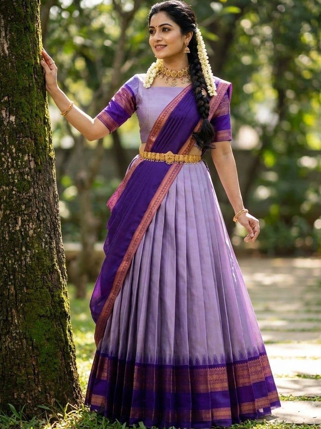 Pink Bindi Semi-Stitched Lehenga & Unstitched Blouse With Dupatta thumbnail 5