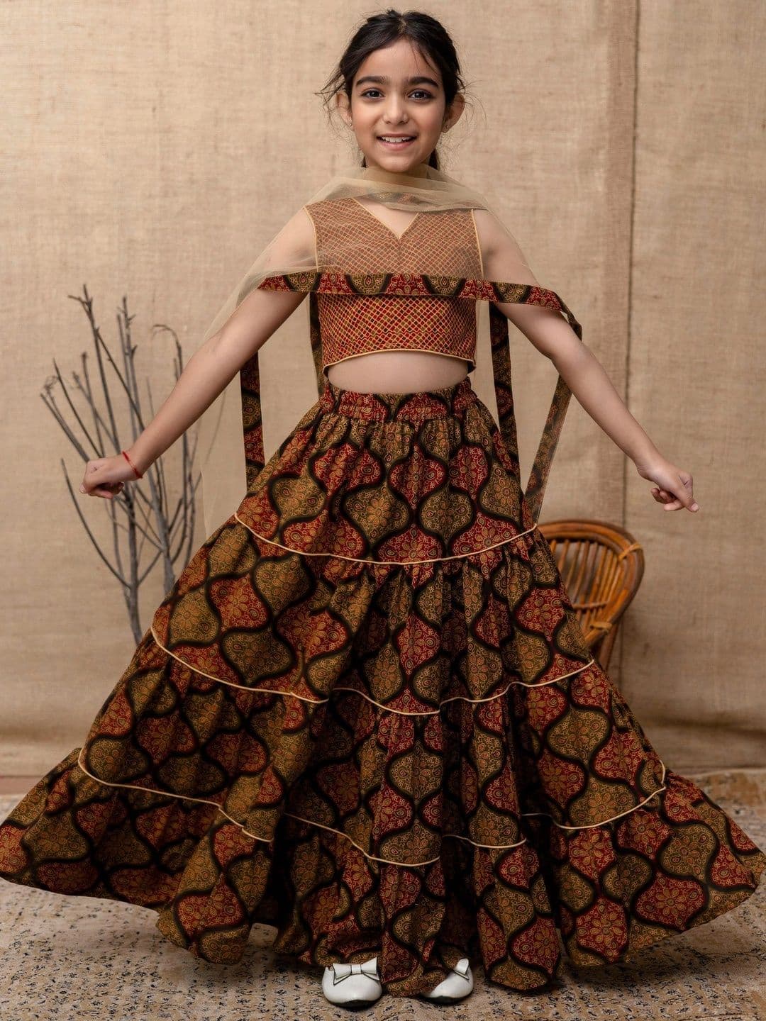 YK Girls Printed Ready to Wear Lehenga & Blouse With Dupatta thumbnail 2