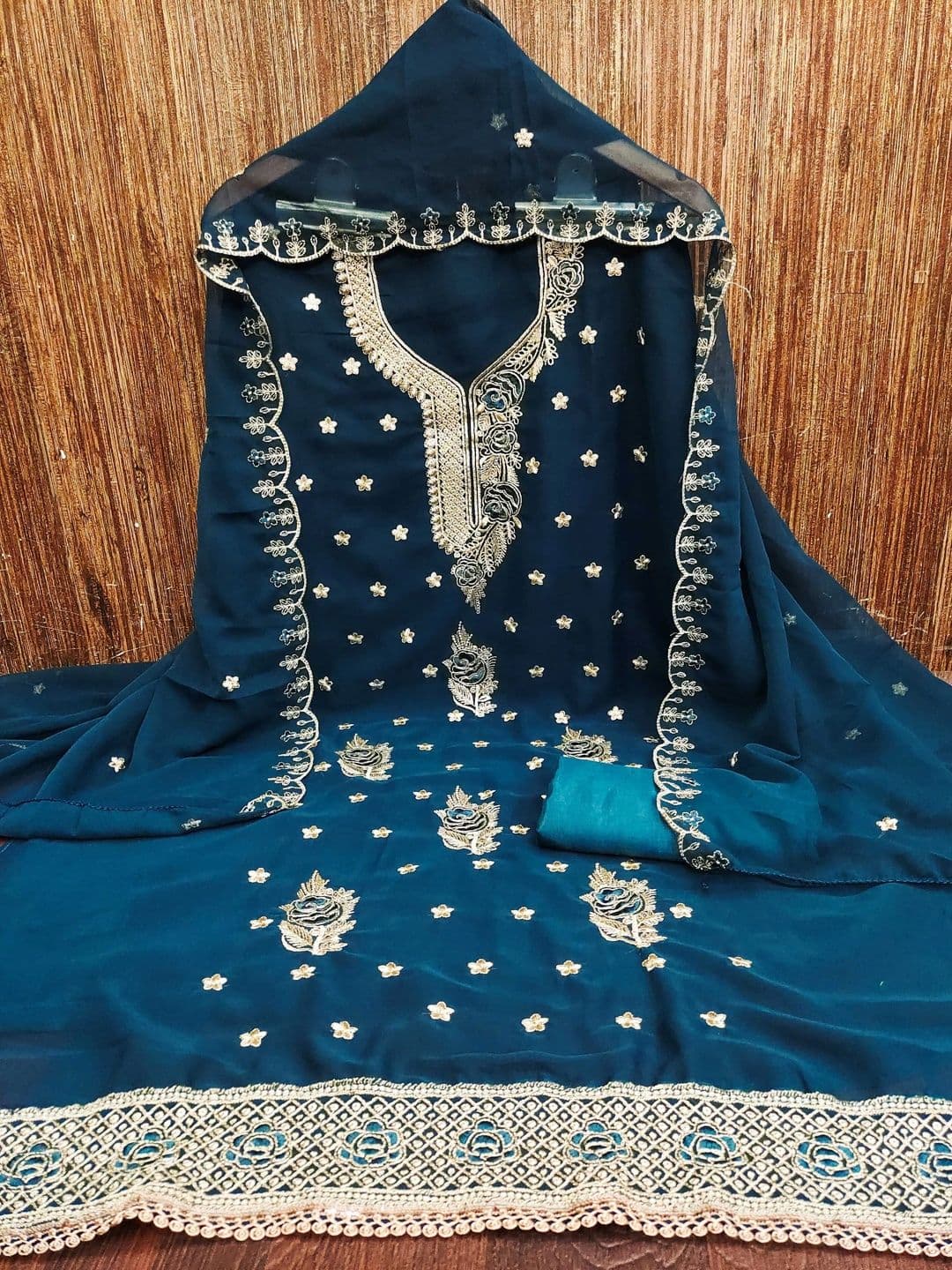 HERE&NOW Embroidered Semi-Stitched Dress Material thumbnail 2
