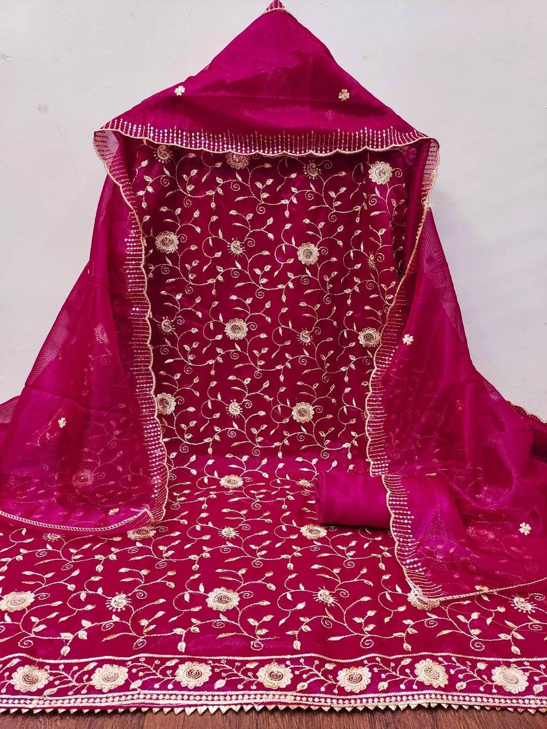 HERE&NOW Embellished Semi-Stitched Dress Material thumbnail 2