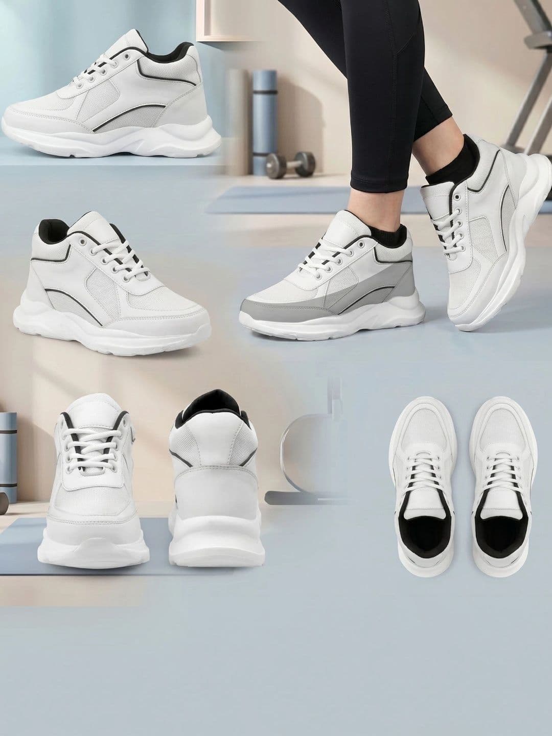 Bxxy Women White Invisible Height Faux Leather Spots Lace-up Shoe - view 1