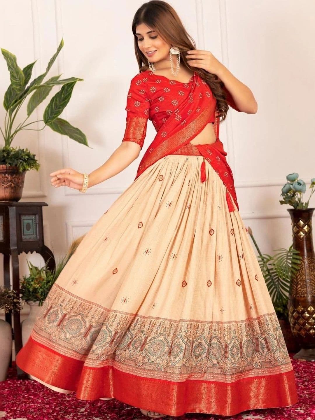 Anouk Printed Semi-Stitched Lehenga & Blouse Taping thumbnail 3