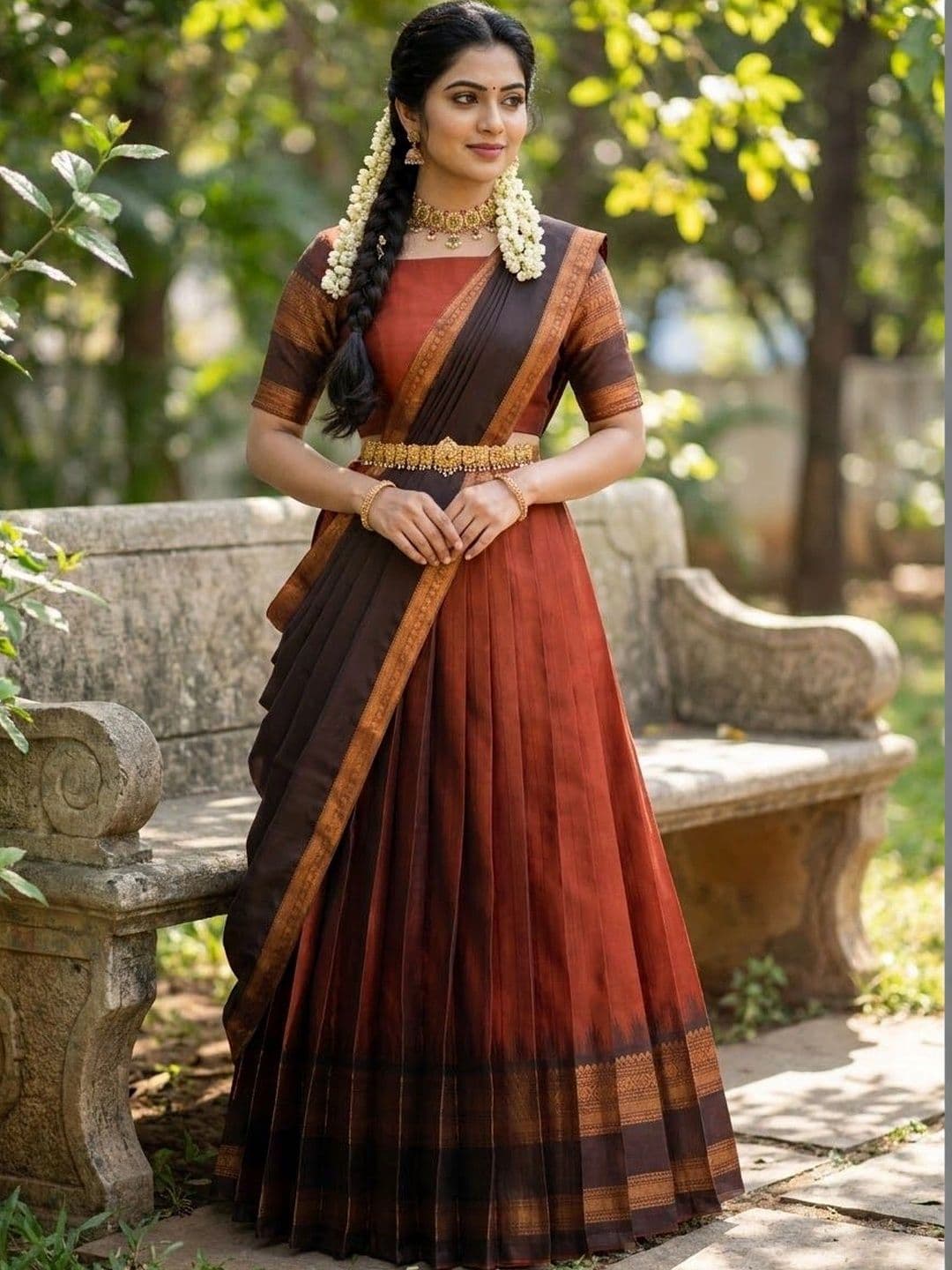 Pink Bindi Semi-Stitched Lehenga & Unstitched Blouse With Dupatta thumbnail 4