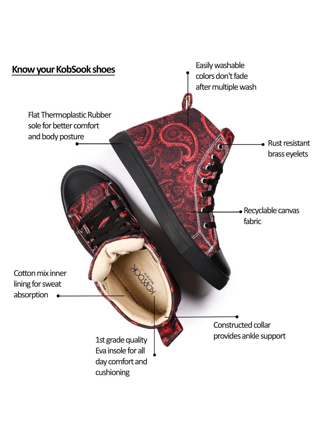 KobSook Women Printed High-Top Sneakers thumbnail 7