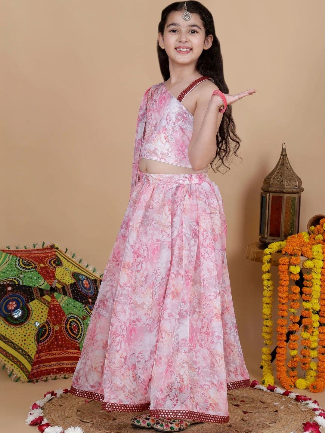 YK Girls Printed Ready to Wear Lehenga & Blouse With Dupatta thumbnail 3