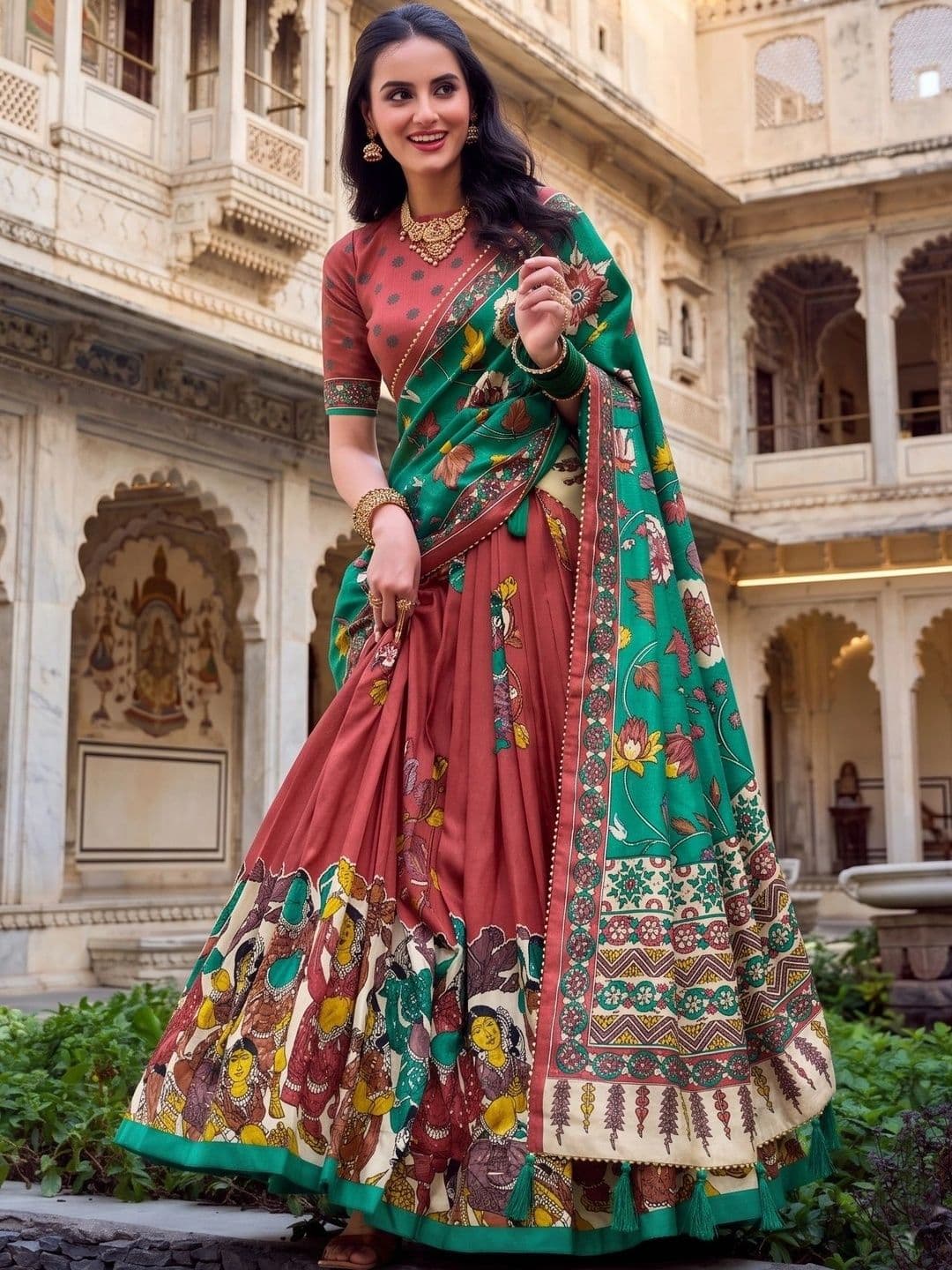 Anouk Printed Semi-Stitched Lehenga & Blouse With Dupatta - view 1