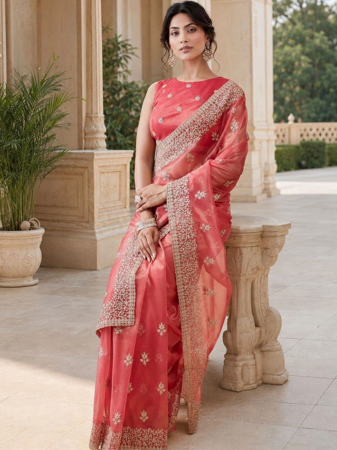 kasee Embellished Embroidered Supernet Heavy Work Saree thumbnail 7