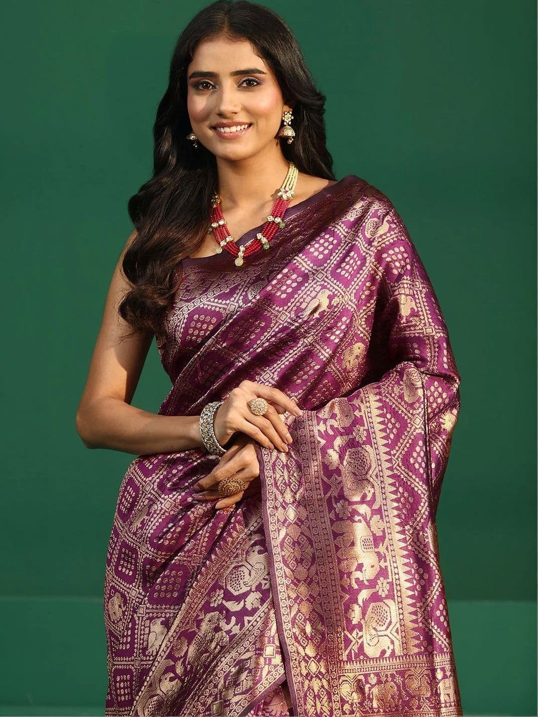 Libas Ethnic Motifs Zari Brocade Saree thumbnail 6