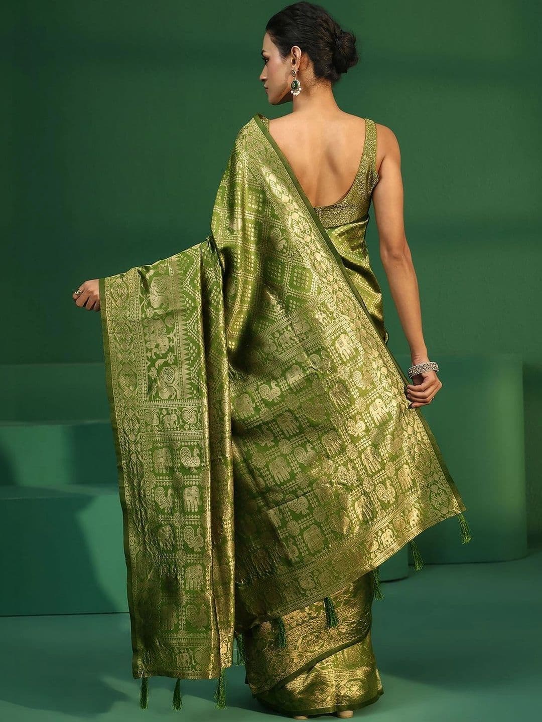 Libas Woven Design Zari Brocade Saree thumbnail 5