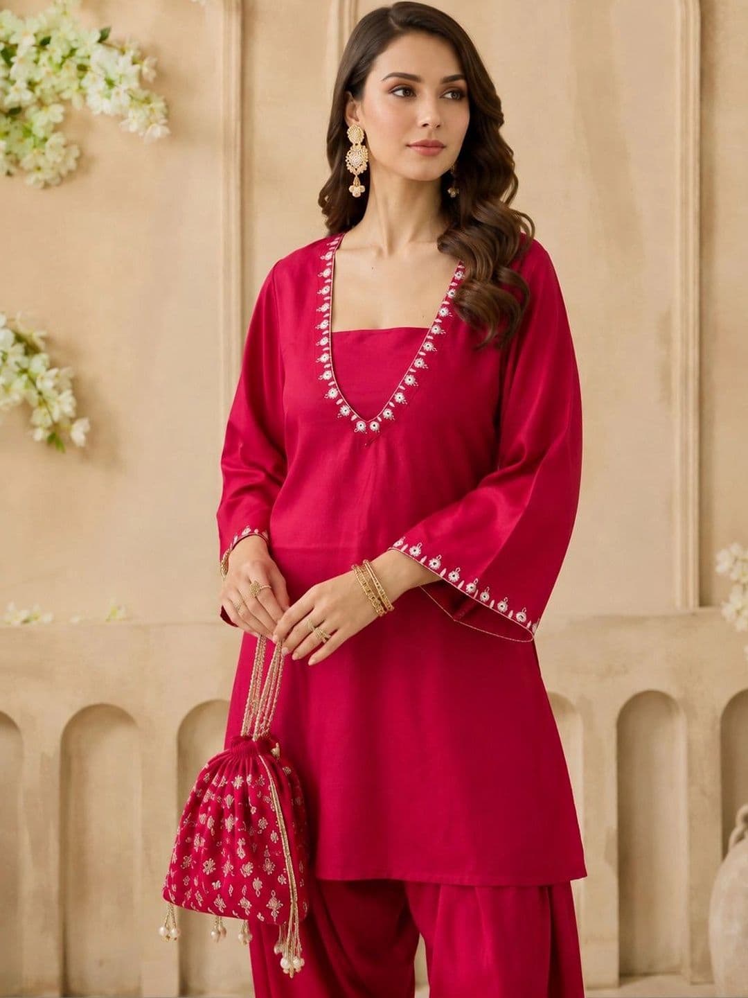 Anouk Women Ethnic Motifs Embroidered Regular Thread Work Farshi Salwar Kurta Set - view 1