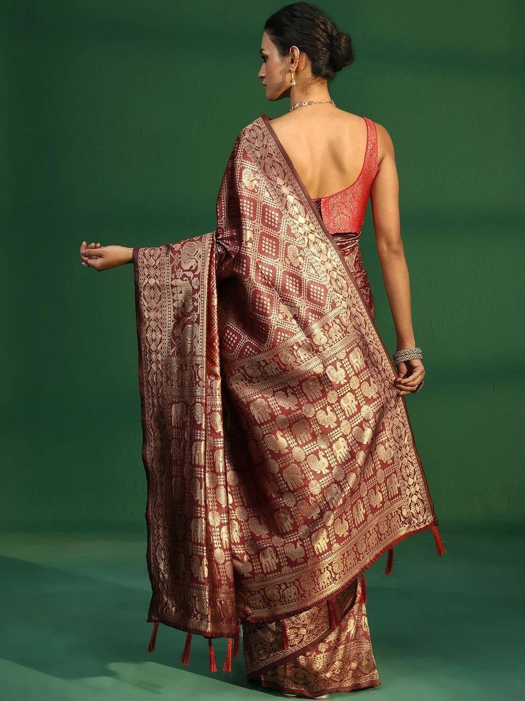 Libas Woven Design Zari Brocade Saree thumbnail 7