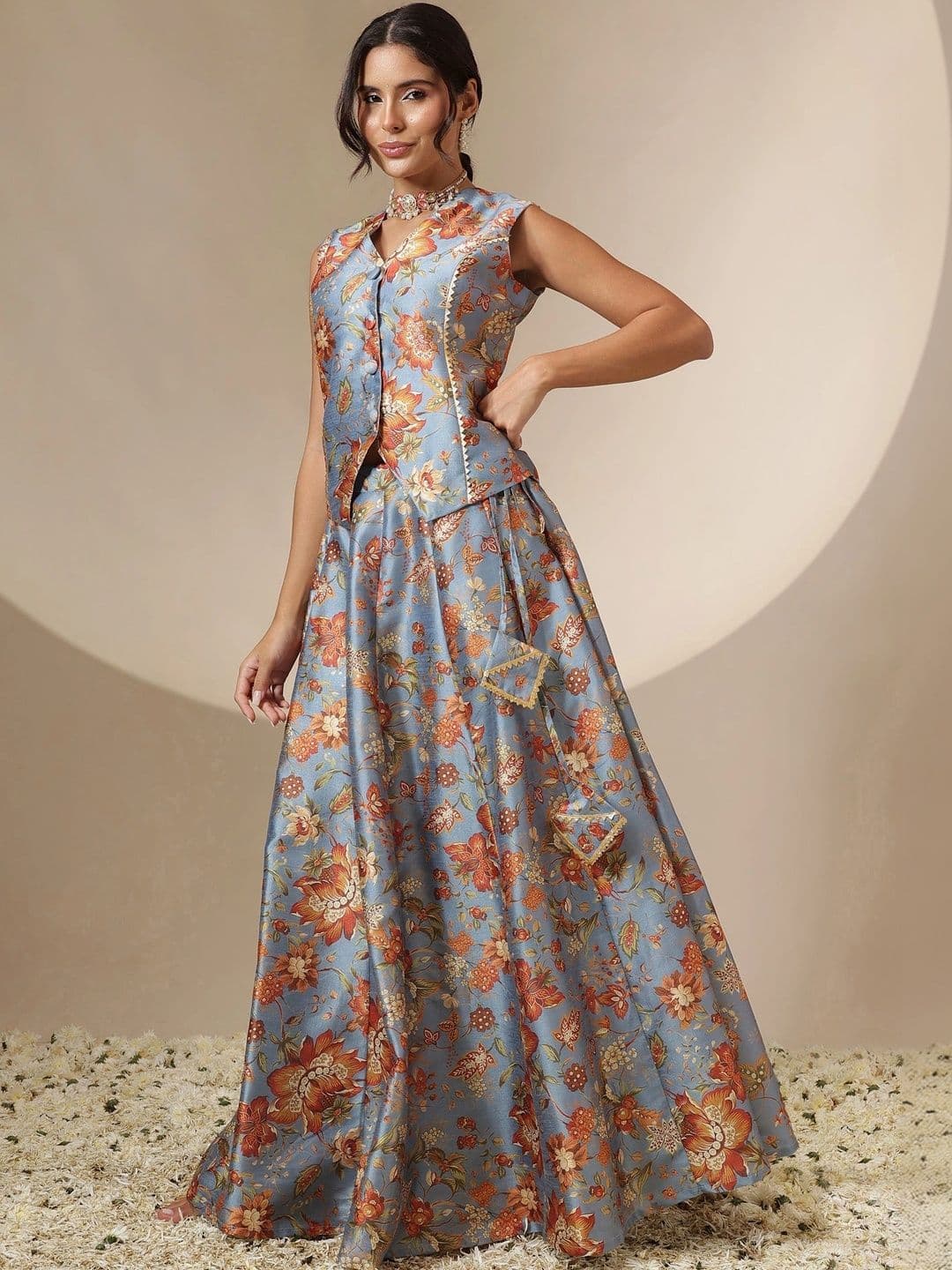 Shae by SASSAFRAS Printed Ready to Wear Lehenga & thumbnail 6