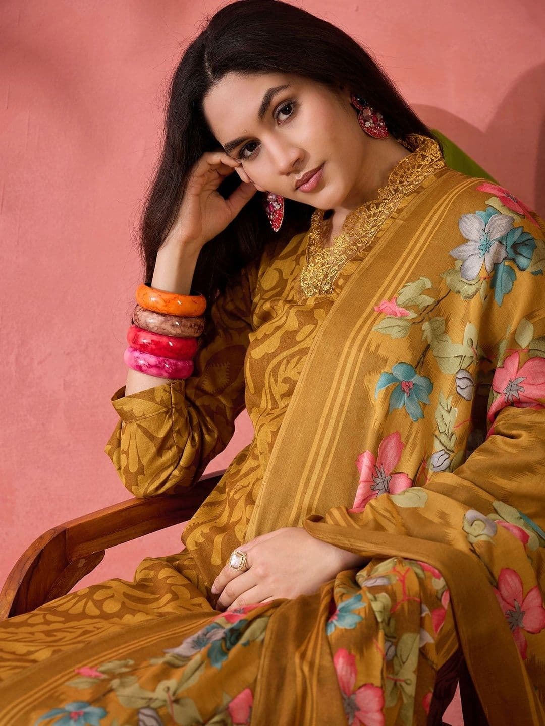HERE&NOW Printed Pure Cotton Semi-Stitched Dress Material - view 1