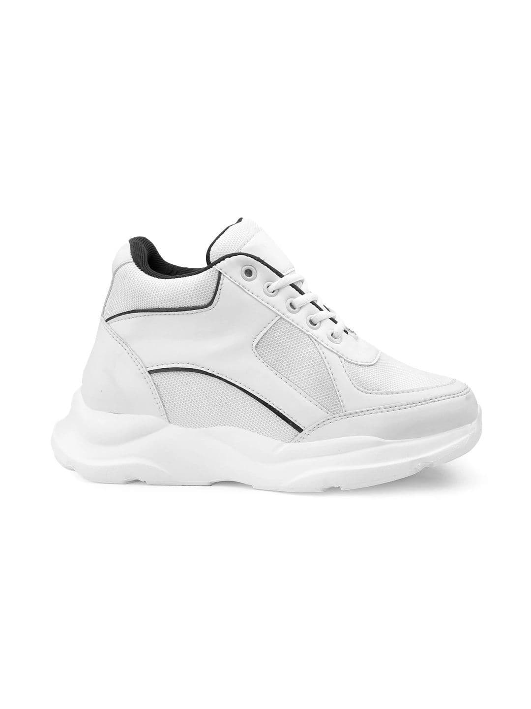 Bxxy Women White Invisible Height Faux Leather Spots Lace-up Shoe thumbnail 6