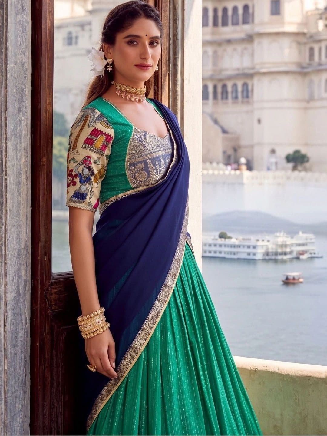Anouk Embroidered Thread Work Semi-Stitched Lehenga & Blouse With Dupatta thumbnail 5