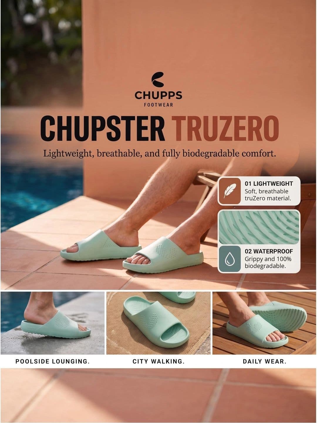 CHUPPS Men Pista Green Chupster Orthopedic Sliders thumbnail 5