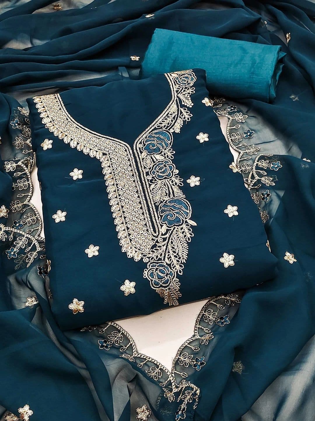 HERE&NOW Embroidered Semi-Stitched Dress Material - view 1