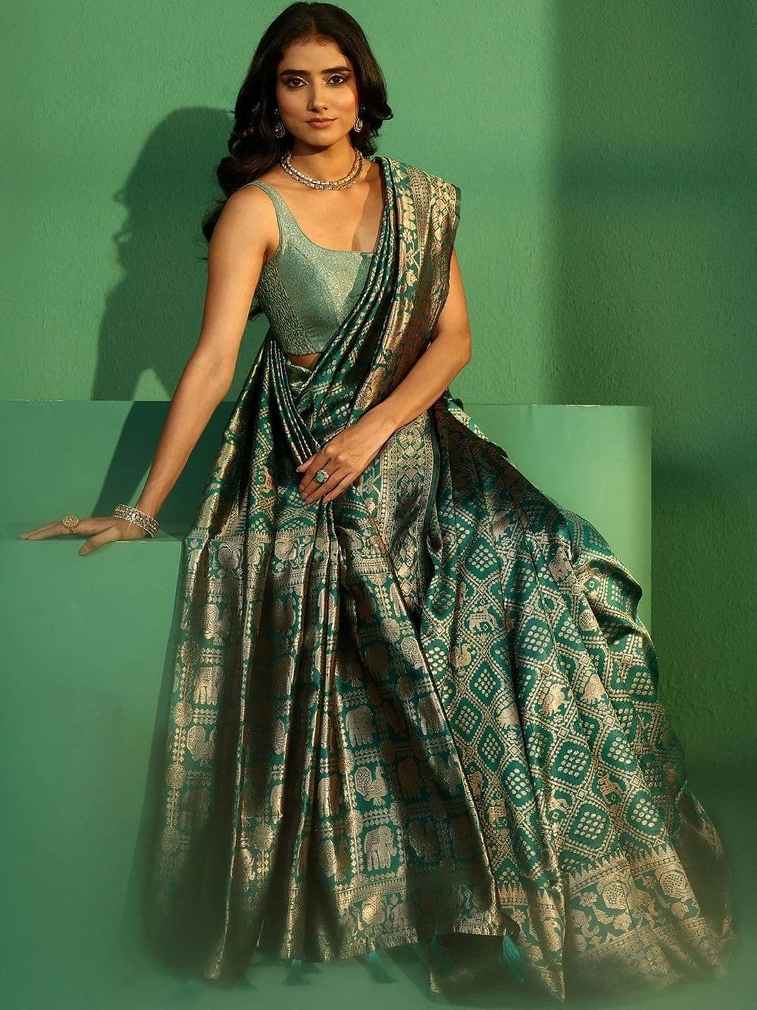 Libas Woven Design Zari Brocade Saree - view 1