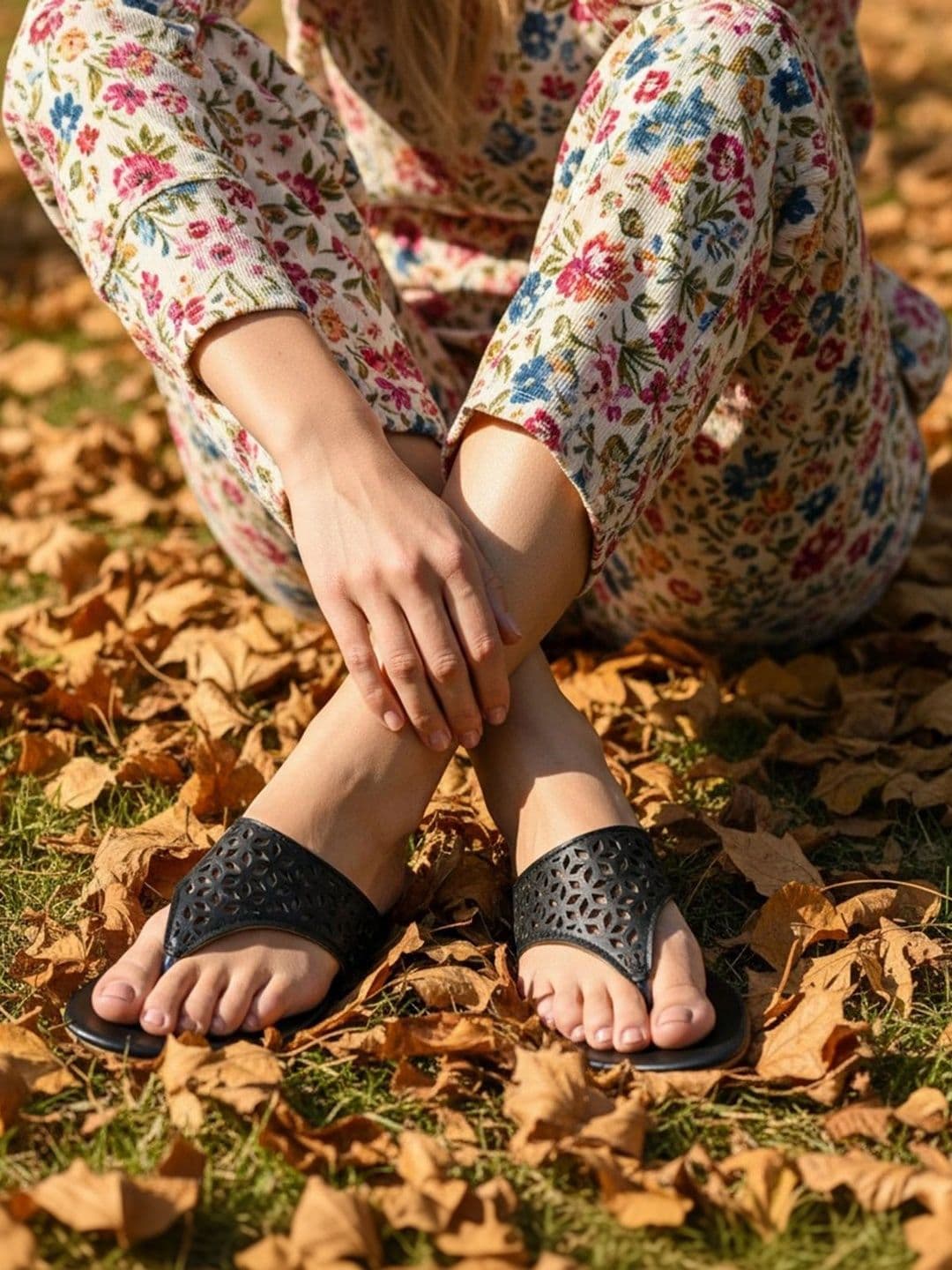 glitchez Women One Toe Flats with Laser Cuts - view 1