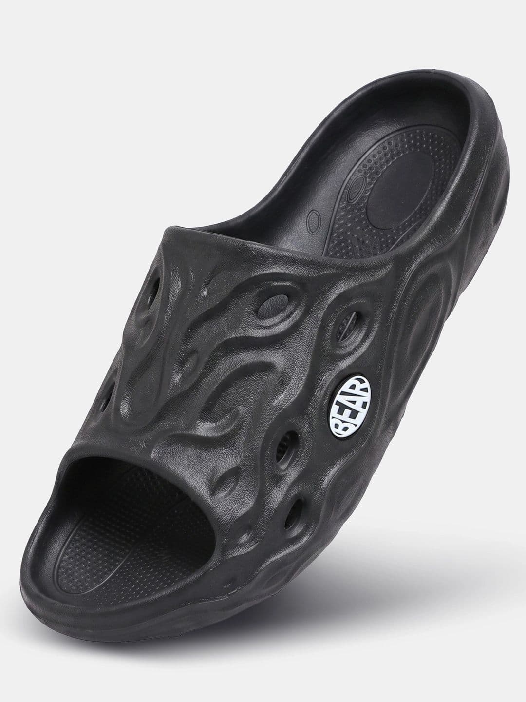 THE BEAR HOUSE Men Solid Black Open-Toe Slip-On Sliders thumbnail 2