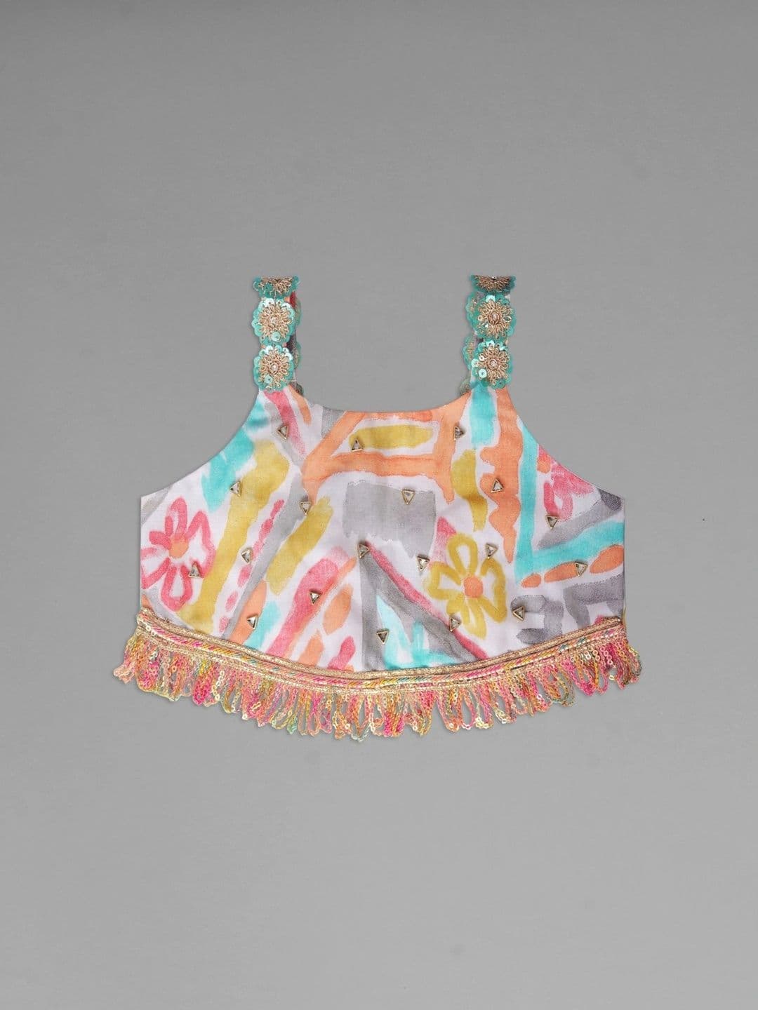 VidiRna Girls Printed Sequinned Ready to Wear Lehenga & thumbnail 3
