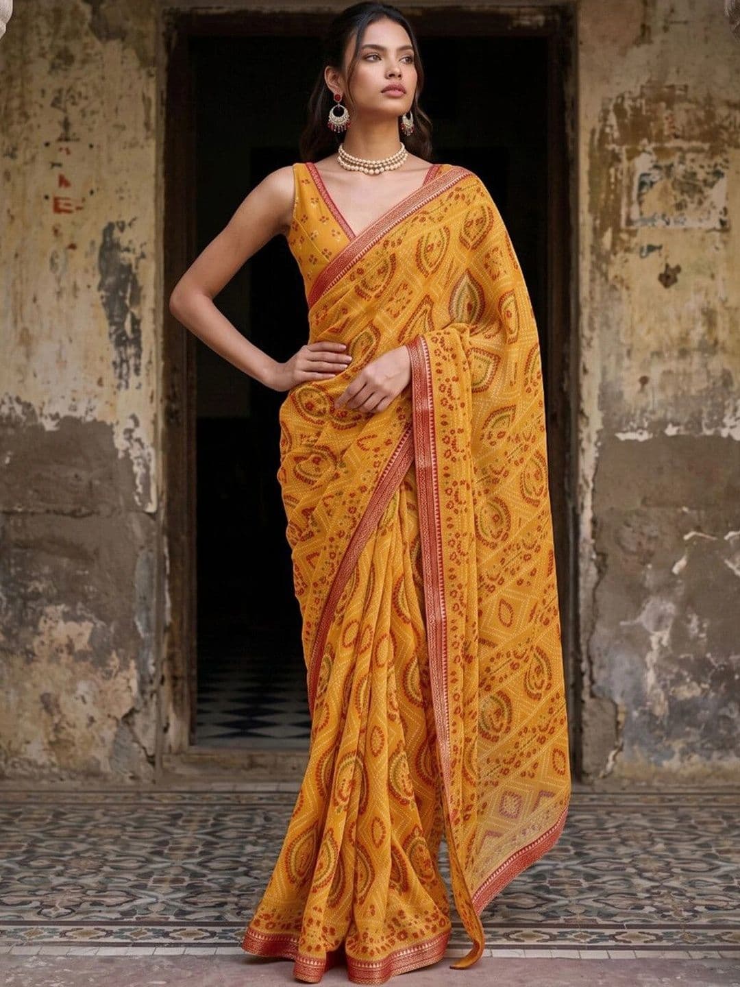 SAARA Ethnic Motifs Pure Georgette Saree - view 1