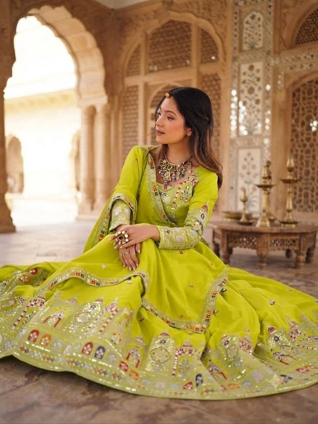 Anouk Embellished Mirror Work Semi-Stitched Lehenga & Blouse With Dupatta thumbnail 7
