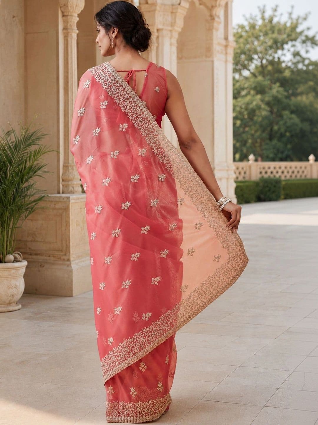kasee Embellished Embroidered Supernet Heavy Work Saree thumbnail 5