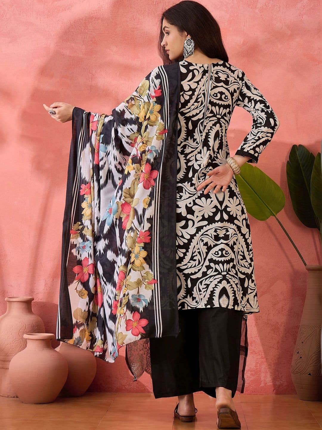 HERE&NOW Printed Pure Cotton Semi-Stitched Dress Material thumbnail 7
